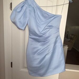 Elliatt Sky Blue One-Shoulder Cocktail Mini Dress